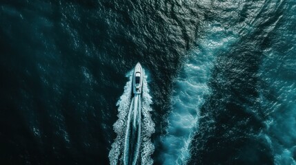 Aerial View of a Boat in the Ocean
