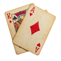 Isolated Vintage King and Ace Playing Cards Isolated
