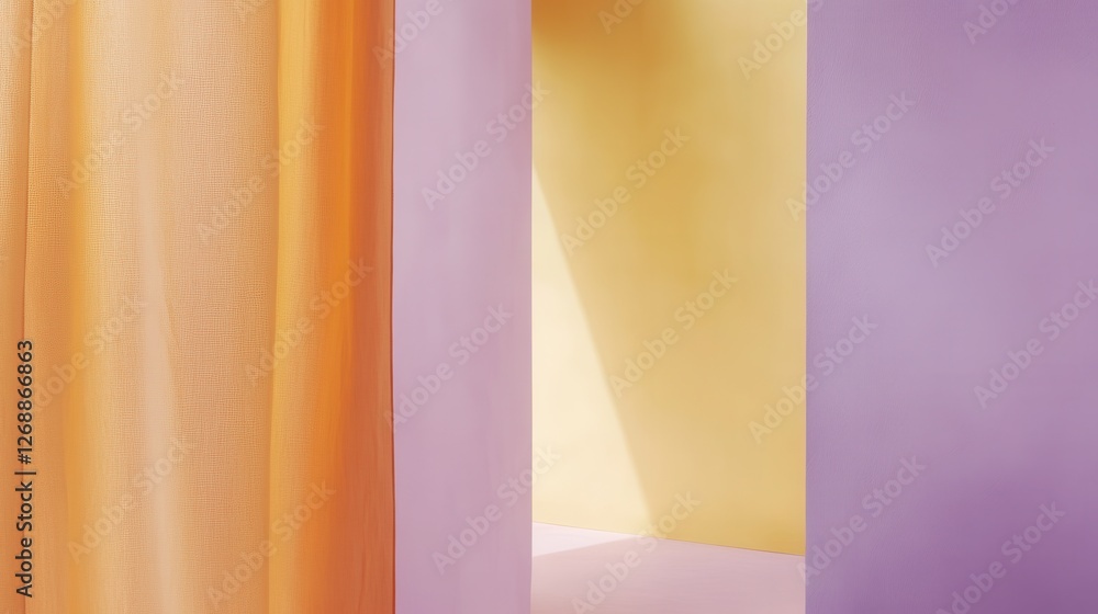 Poster soft pastel amber and lavender create a tranquil space filled with gentle light and calmness in a mo