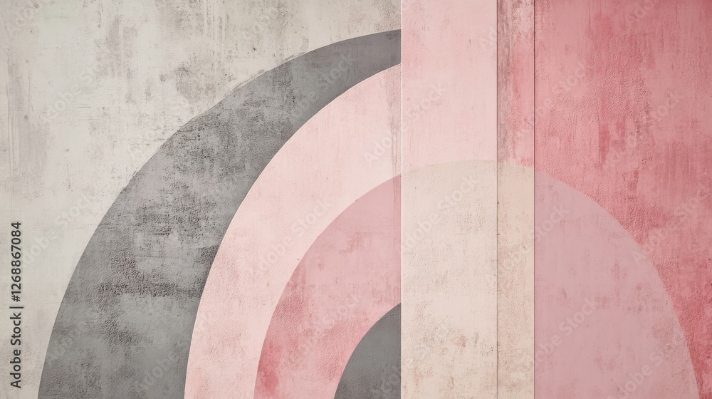 Aufkleber smooth pastel gray and pink arcs blend seamlessly for a calming visual experience in modern design