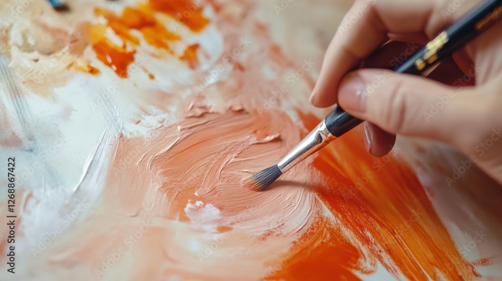 Poster Creative expression through minimalist pencil strokes and flowing washes of color in an artistic workspace