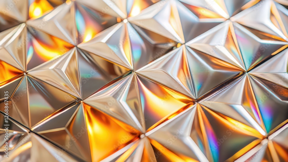 Poster abstract geometric pattern with iridescent texture