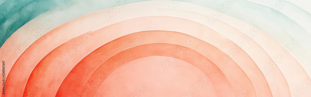 Aufkleber minimalist pencil strokes create a soft gradient with layered arcs in calming shades of pink and blu