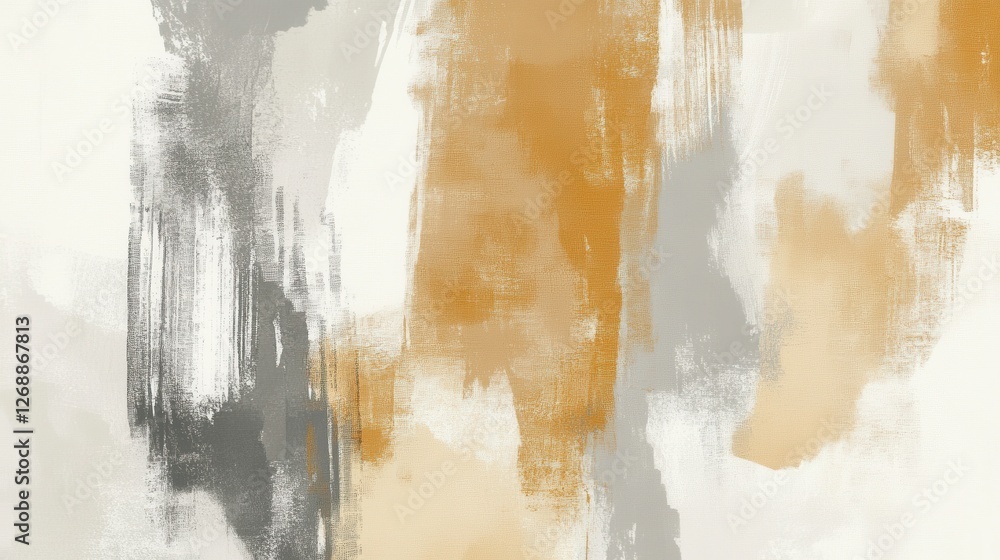Aufkleber Muted amber strokes create a minimalist art piece with incomplete forms and subtle textures