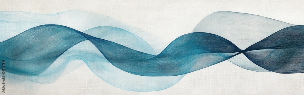 Poster Flowing lines of minimalist pencil strokes create an elegant visual of harmony in soft blue tones