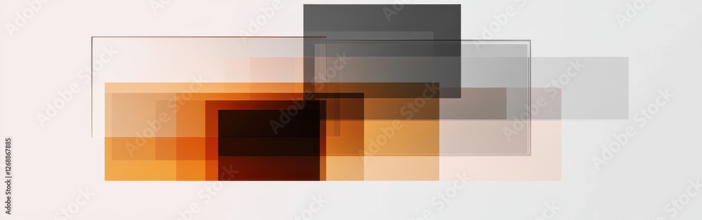 Poster minimalist composition with amber and gray rectangles showcases harmony and balance in modern design