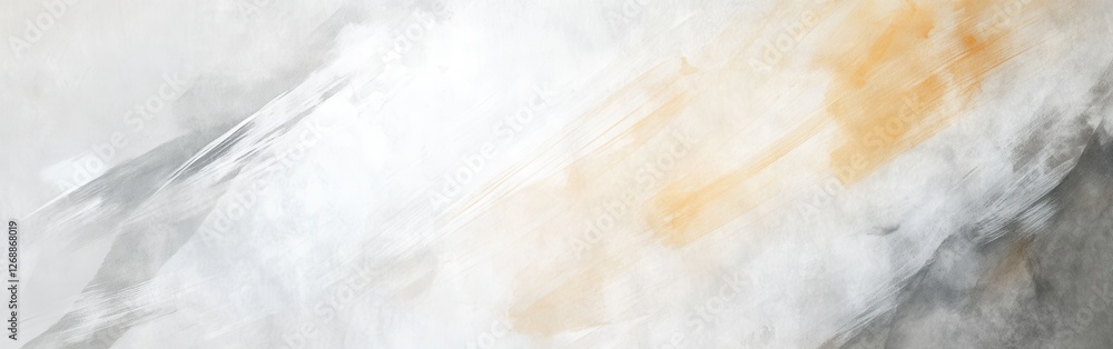 Poster muted gray and amber strokes create a serene abstract haze with subtle depth and texture