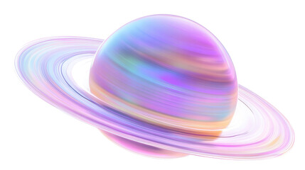 Obraz premium Isolated Luminous Pastel Saturn With Smooth Flowing Rings