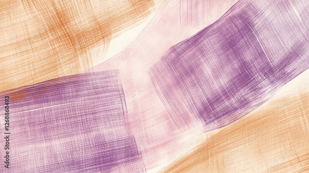 Poster Elegant gradient of pencil strokes blending warm colors with soft purples and oranges in an abstract pattern