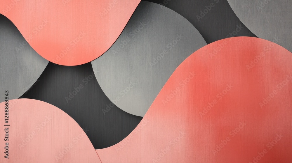 Aufkleber Elegant coral and gray shapes create a harmonious abstract composition that enhances modern aesthetics in design