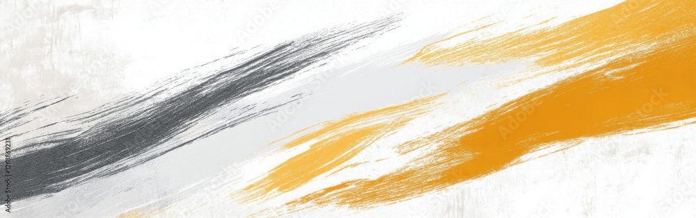 Fototapete dynamic abstract design showcasing bold strokes of gray and yellow against a white background to cre
