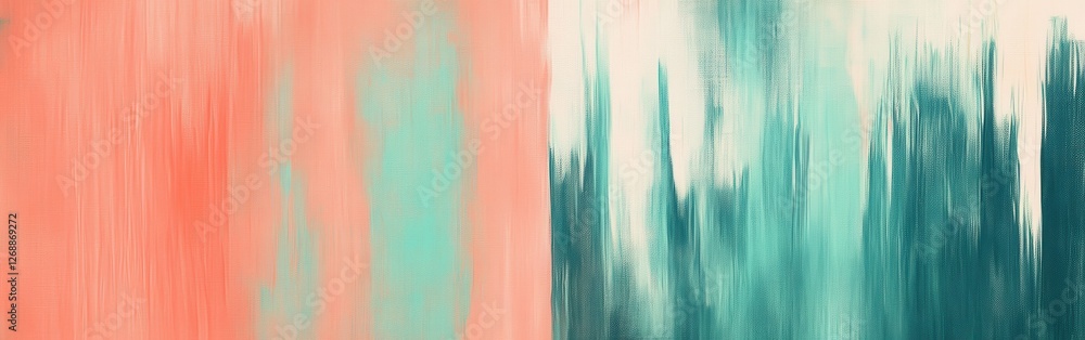 Aufkleber abstract coral and teal pencil strokes create a dynamic interplay of color and movement in a modern 
