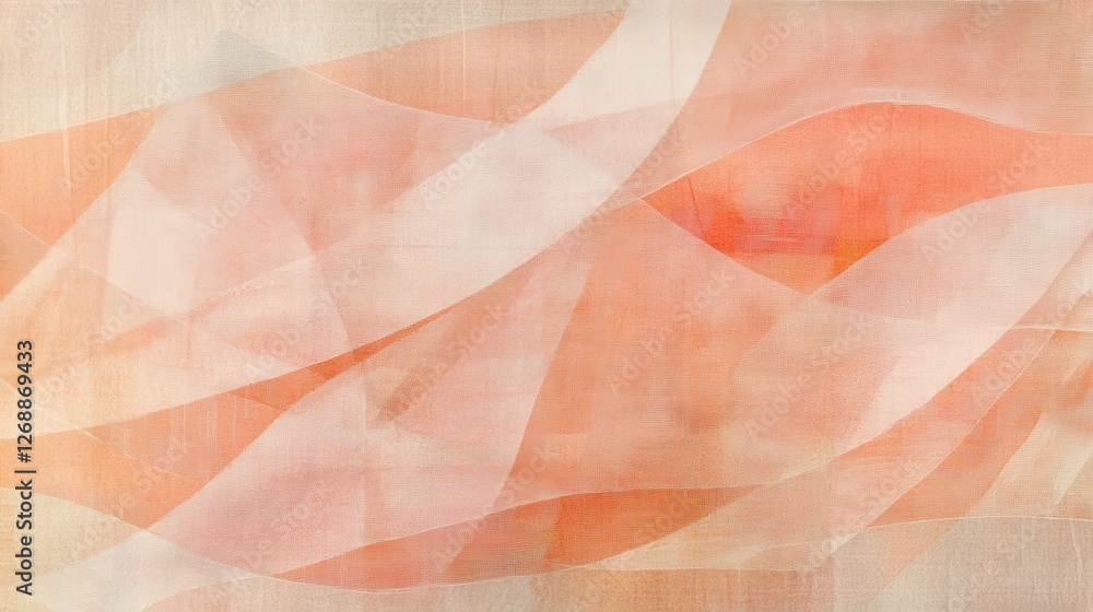 Aufkleber Abstract design created with pencil strokes features soft curves and gentle color transitions in shades of pink and peach