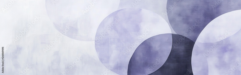 Poster abstract pencil strokes create a soft backdrop with circular shapes in shades of purple and gray