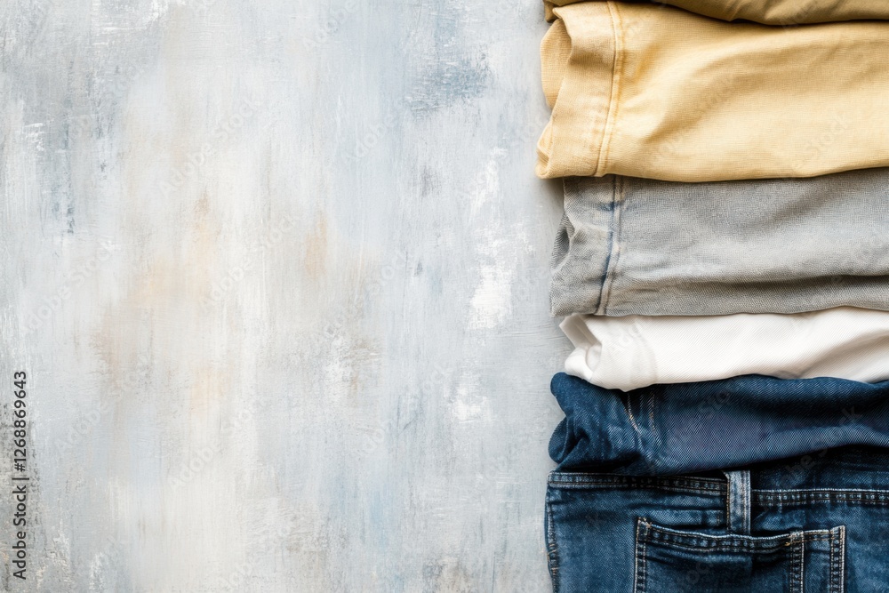 Poster comparison of dirty versus freshly laundered clothing with clear space for informative text. generat