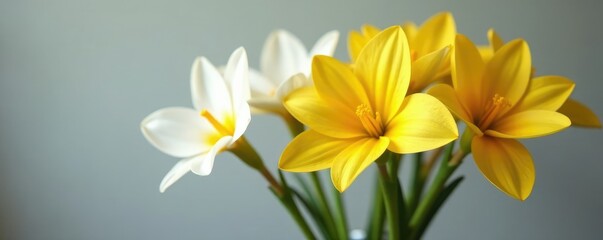 Obraz premium White and yellow margaridas brancas e amarelas flowers in a vase, campo, vaso