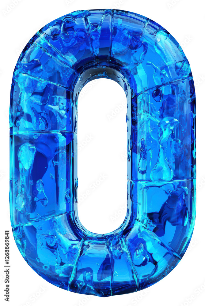 Aufkleber abstract blue textured number zero transparent background isolated digital rendering