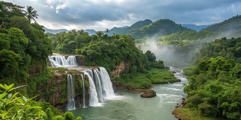 Fototapeta premium Enchanted Paradise: The Cascading Symphony of Waterfall Wonders