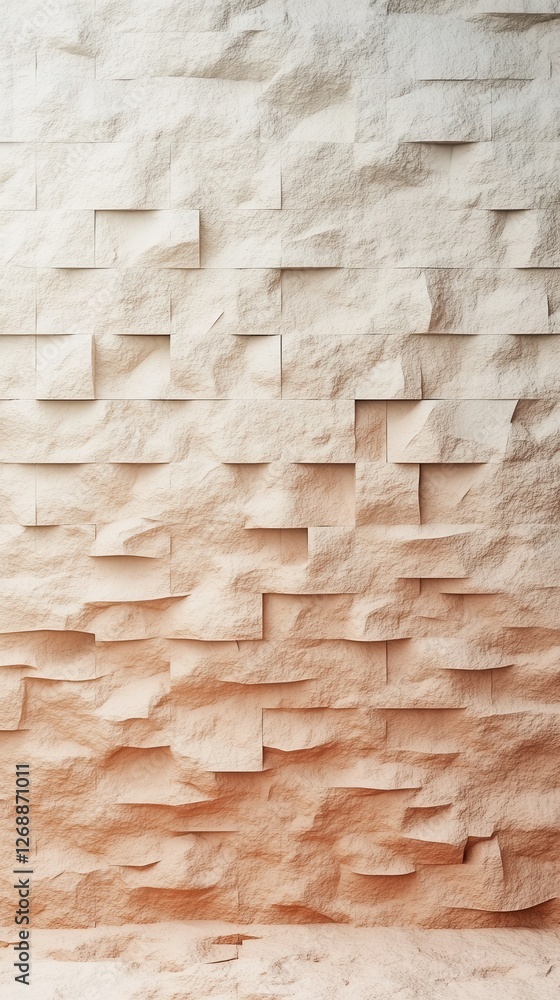 Poster textured wall displaying muted beige and warm peach tones creates a calm backdrop for interior space