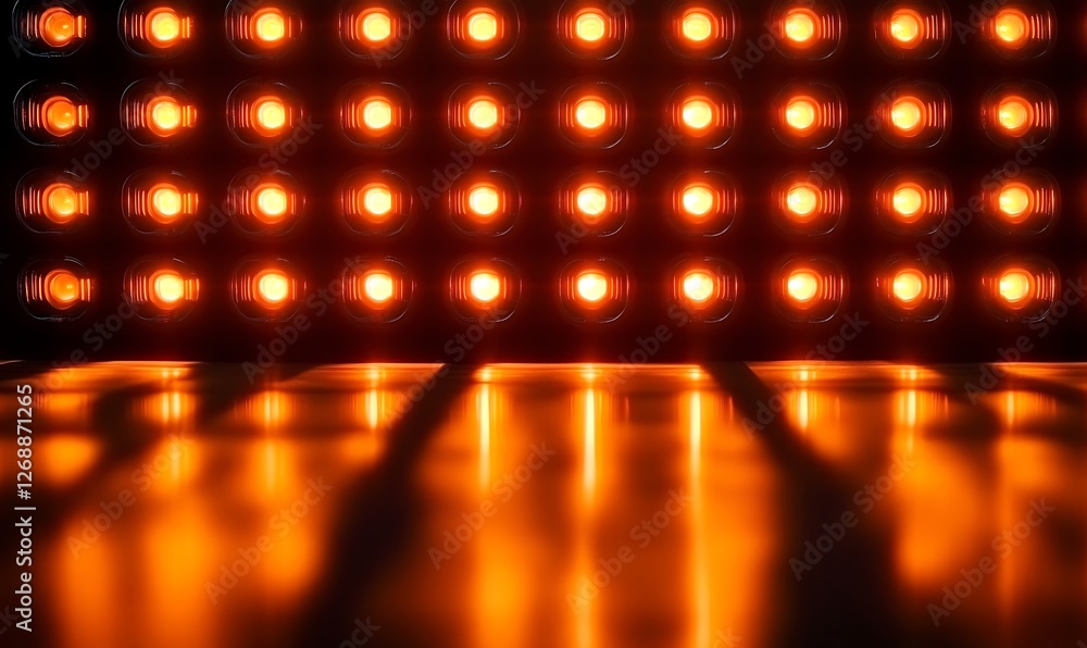 Poster A grid of illuminated orange light, possibly indicating a warning or alert signal. 