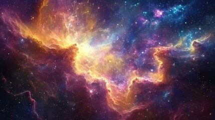 Vibrant cosmic nebula filled with stars and interstellar dust