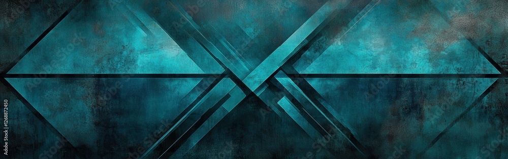 Aufkleber Bold geometric patterns in dark teal create an impressive visual backdrop for modern design aesthetics