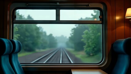 Tranquil Train Cabin View on a Rainy Day