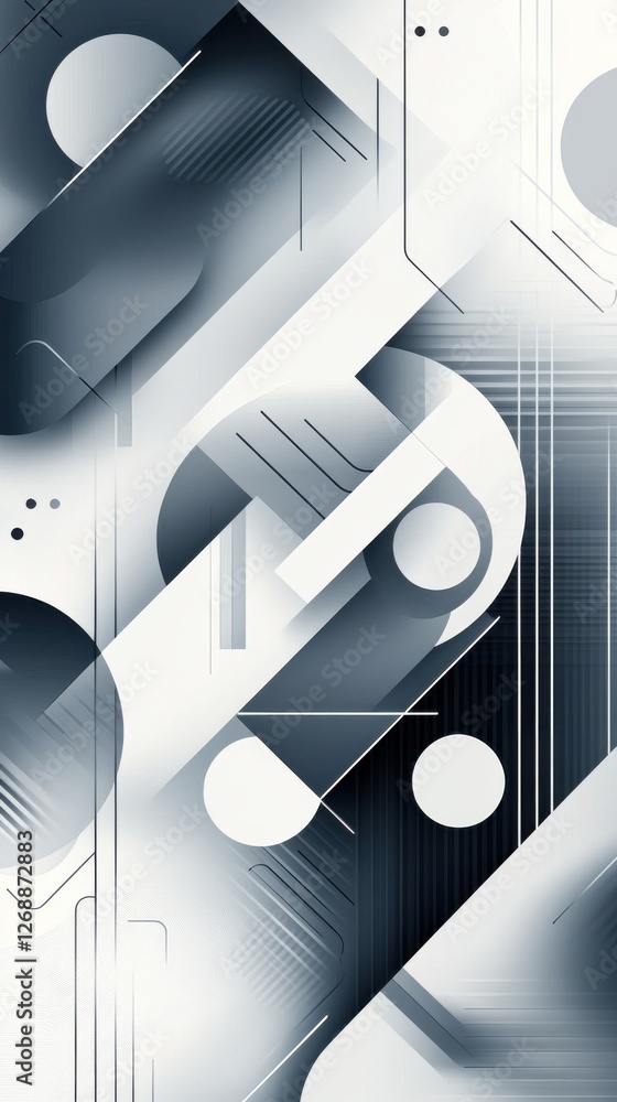 Aufkleber sleek abstract design featuring steel gray geometric shapes and smooth gradients in a modern artisti