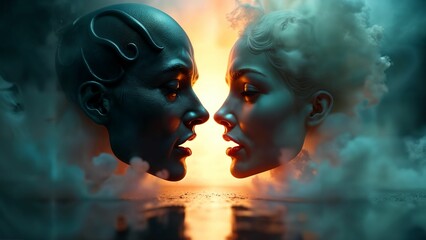 Emotional Masks in a Dreamlike Atmosphere