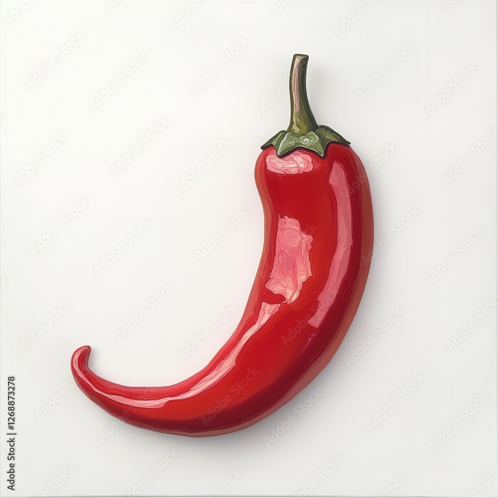 Poster glossy red chili pepper against a neutral background highlighting its vibrant color and smooth textu