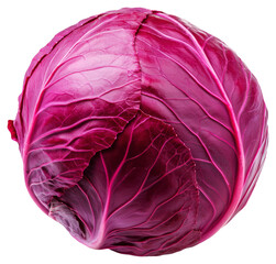 Obraz premium Close Up of Red Cabbage with Intricate Leaf Veins on Transparent Background