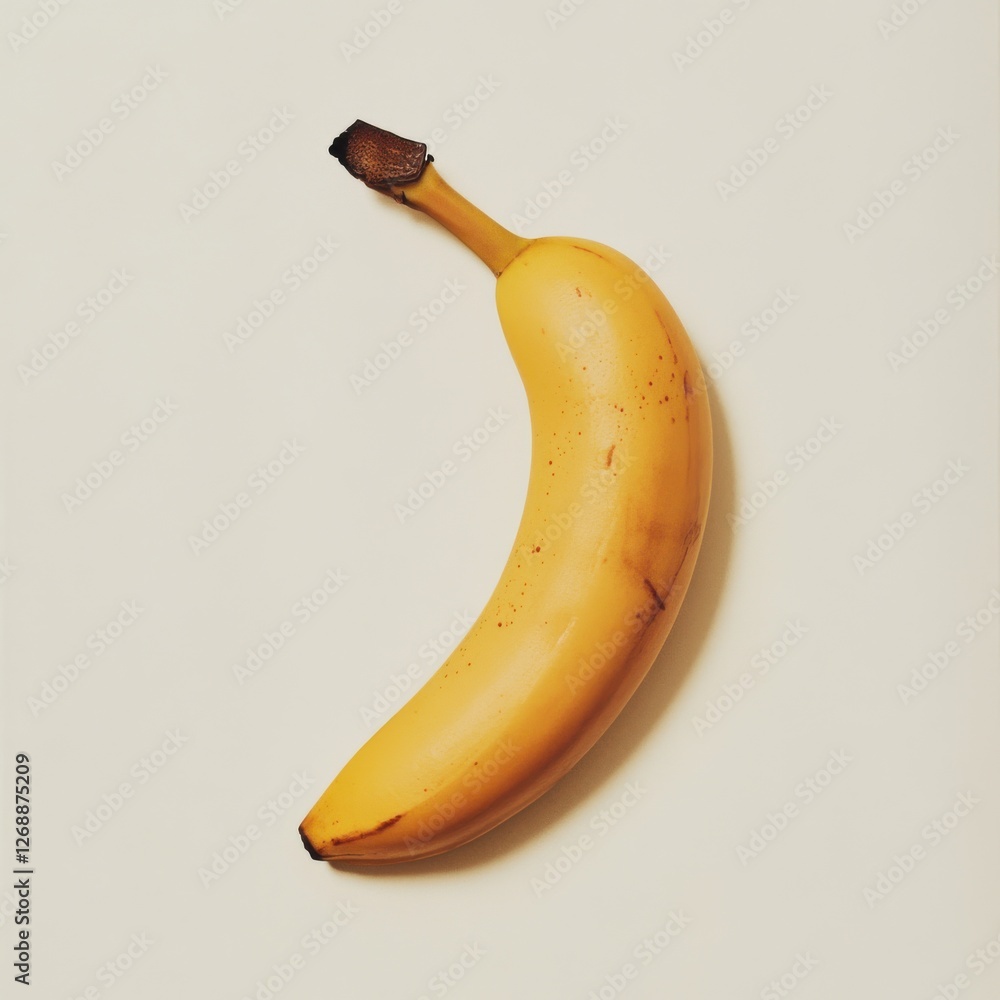 Poster ripe yellow banana with a smooth peel lying on a neutral background inviting healthy snacking choice
