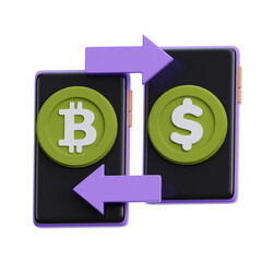 Bitcoin And Dollar Currency Exchange 3D icon