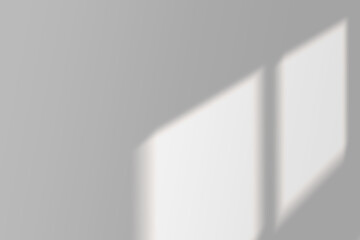Shadow of the window on a gray background. Horizontal orientation, 3D rendering, overlay effect for photo