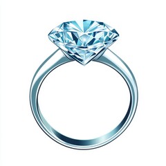 Fototapeta premium Elegant diamond ring clipart, luxury design element, flat style, perfect for invitations, branding, or upscale presentations.