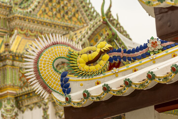 detail of a temple in Wat Po, is a Buddhist temple complex in Bangkok, Thailand