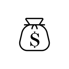 Money bag  icon, dollar sack of money flat mono line