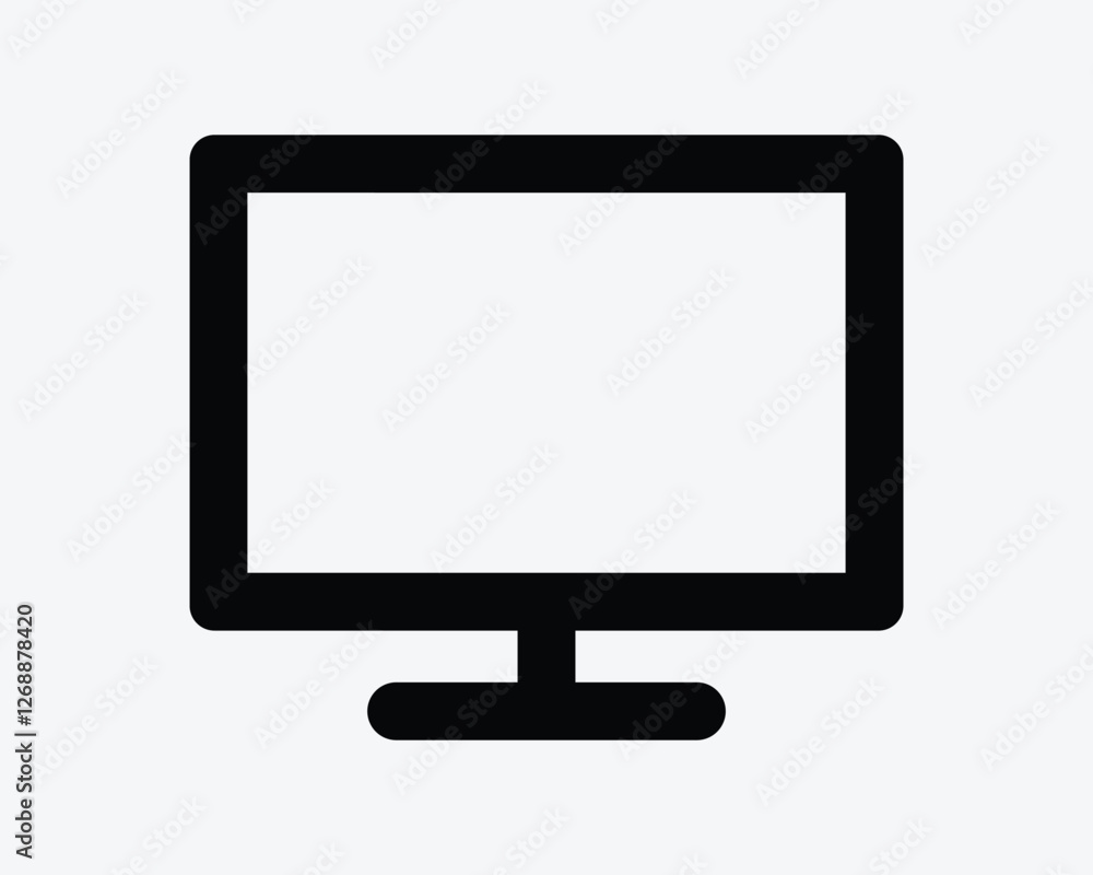 Aufkleber pc monitor computer flat screen flatscreen led lcd display view outline shape icon black white symbo