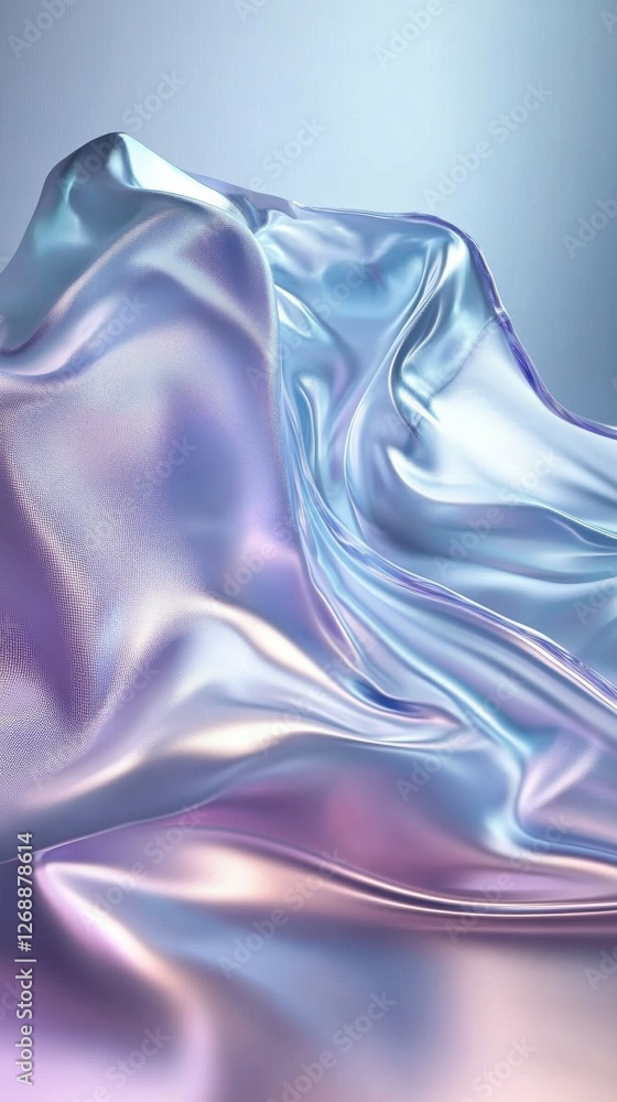 Poster gradient design showcasing a smooth transition from icy blue to soft purple tones in elegant fabric 