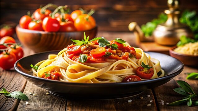 Delicious Cappone Pasta Dish with Copy Space - Italian Cuisine Photography