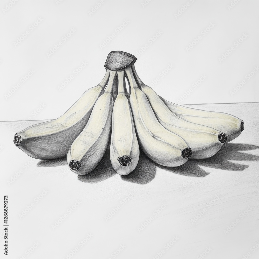 Aufkleber bunch of bananas drawn on a table showcasing simple yet elegant art style