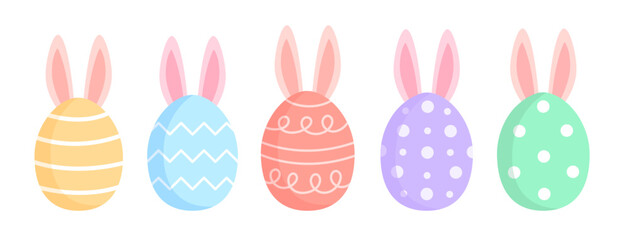 Collection of Easter eggs with bunny ears