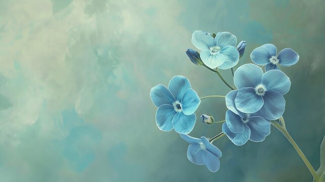 A beautiful watercolor painting of blue flowers. The flowers are delicate and detailed, and the colors are soft and muted.