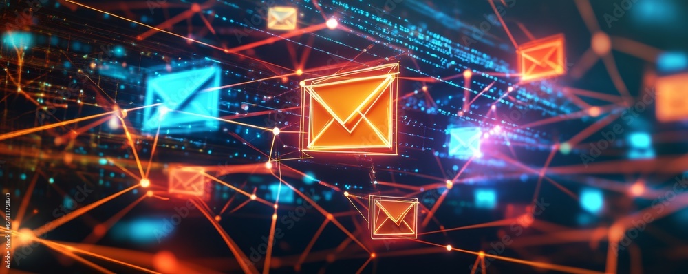 Poster global email network digital data flow
