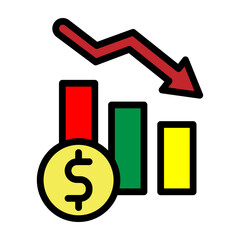 Revenue Decline Vector Filled Icon Design