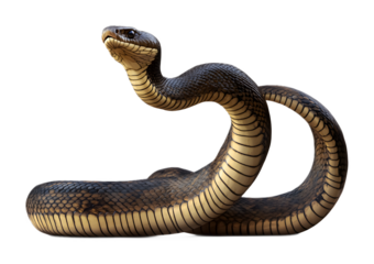 Majestic king cobra isolated on a transparent background