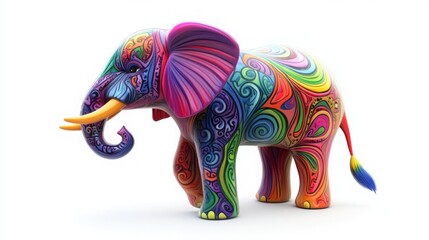Vibrant Elephant Sculpture: A Kaleidoscope of Color and Artistic Detail