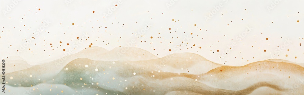 Poster soft ochre gradient strokes create a serene atmosphere resembling gentle hills and subtle textures i