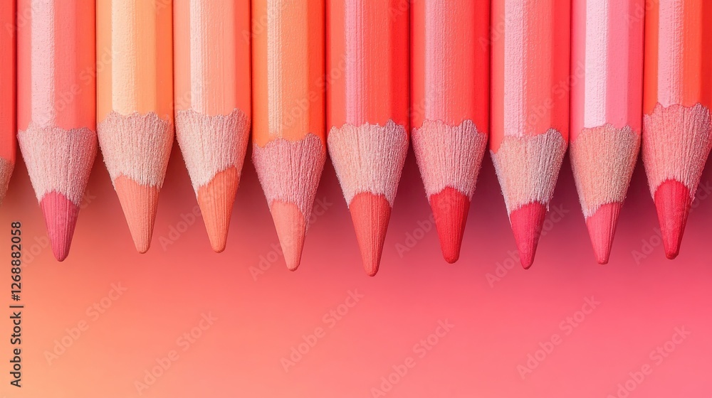 Poster Soft pencil strokes create a gradient of colors transitioning from peach to pink on a subtle background