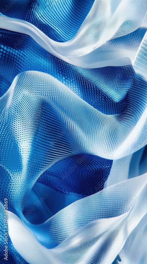 Leinwandbilder translucent blue patterns create a flowing abstract design in soft fabric captured in natural light